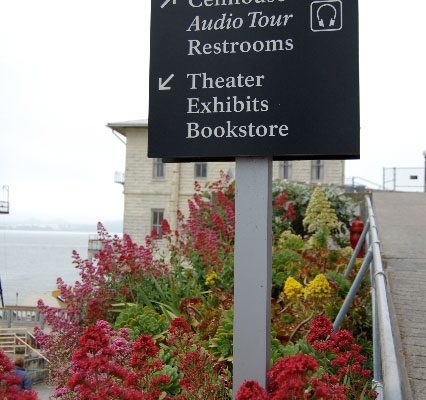 Outdoor Information Wayfinding Sign at Alcatraz Island State Park & Museum