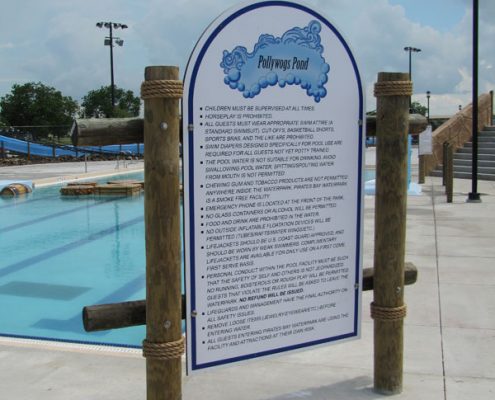 Weather Resistant Informational Sign at Pirates Bay Water Park