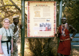 Custom outdoor park sign featuring native kenyan and staff