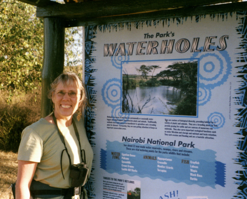 Outdoor park sign about waterholes