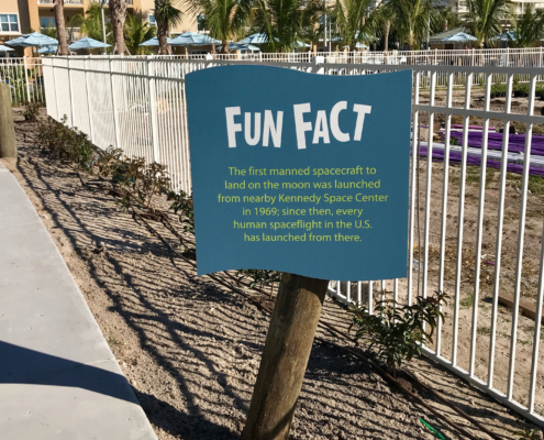 Florida Beach Resort shaped intepretive panel