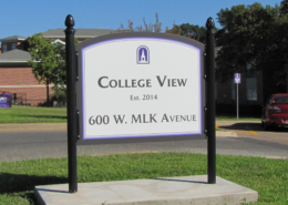 UMHB double pedestal identity and address sign