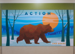 Barnett Elementary wall panel,2nd Grade, Bear with the word "action"