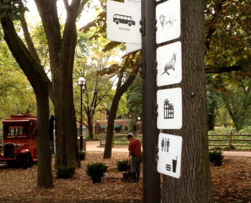 Zoo Wayfinding sign with pictograms