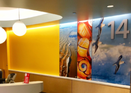 Texas Children's Hospital Wall panels in reception area featuring sealife images